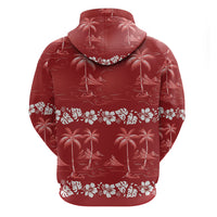 Red Hawaii Palm Tree Hibiscus Zip Hoodie Fantasy Summer Vibe LT01 - Polynesian Pride