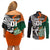 New Zealand and Ireland Rugby Couples Matching Off Shoulder Short Dress and Long Sleeve Button Shirts Silver Fern With Shamrock 2023 World Cup LT01 - Polynesian Pride