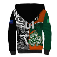 New Zealand and Ireland Rugby Sherpa Hoodie Silver Fern With Shamrock 2023 World Cup LT01 - Polynesian Pride