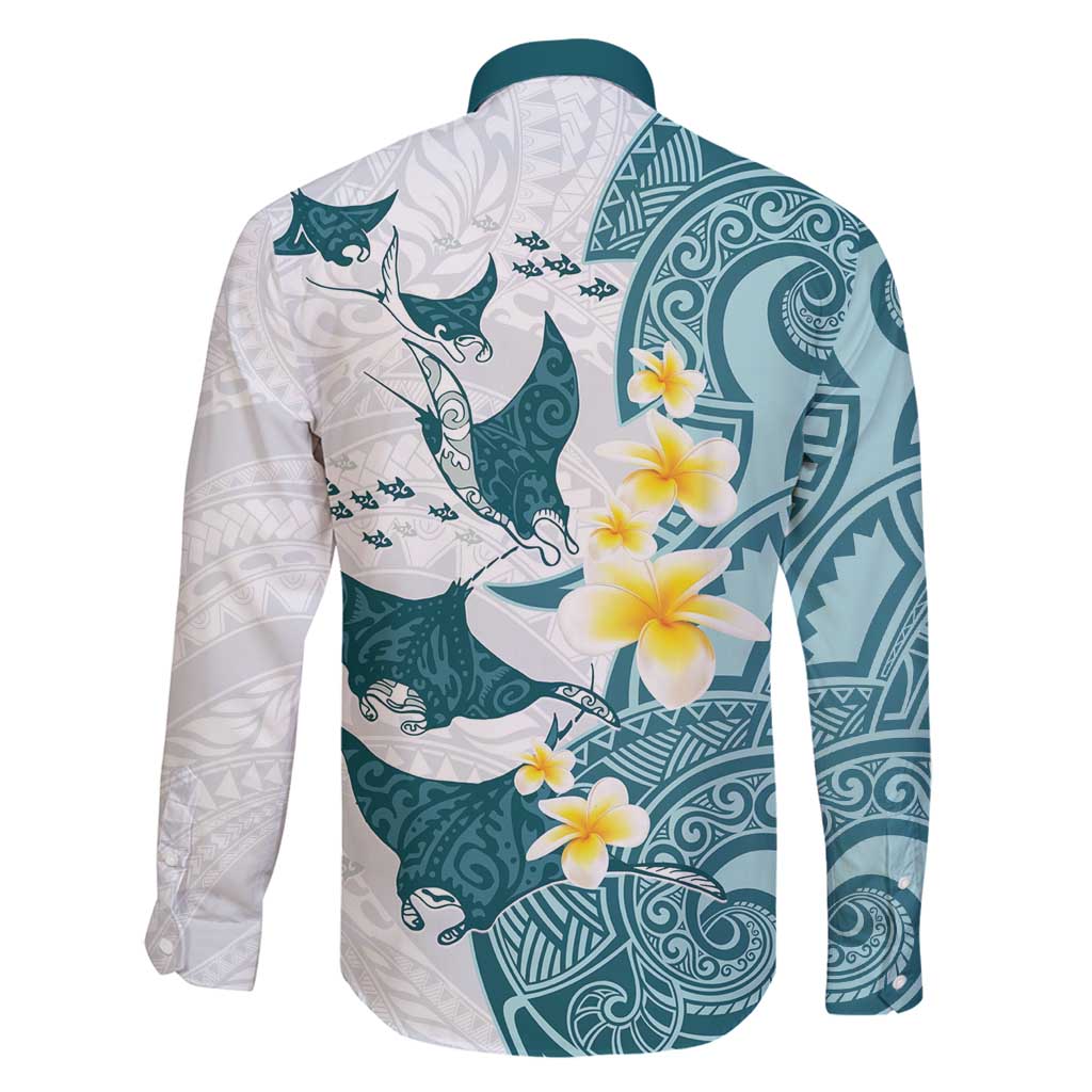 Maori Manta Ray Plumeria Teal Family Matching Summer Maxi Dress and Hawaiian Shirt LT01 - Polynesian Pride