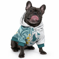 Maori Manta Ray Plumeria Teal Pet Hoodie LT01 - Polynesian Pride