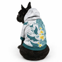 Maori Manta Ray Plumeria Teal Pet Hoodie LT01 - Polynesian Pride