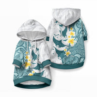 Maori Manta Ray Plumeria Teal Pet Hoodie LT01 Pullover Teal - Polynesian Pride
