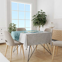 Maori Manta Ray Plumeria Teal Tablecloth