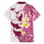 Maori Manta Ray Plumeria Royal Pink Family Matching Puletasi and Hawaiian Shirt