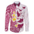 Maori Manta Ray Plumeria Royal Pink Family Matching Puletasi and Hawaiian Shirt