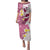 Maori Manta Ray Plumeria Royal Pink Family Matching Puletasi and Hawaiian Shirt