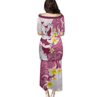 Maori Manta Ray Plumeria Royal Pink Family Matching Puletasi and Hawaiian Shirt LT01 - Polynesian Pride