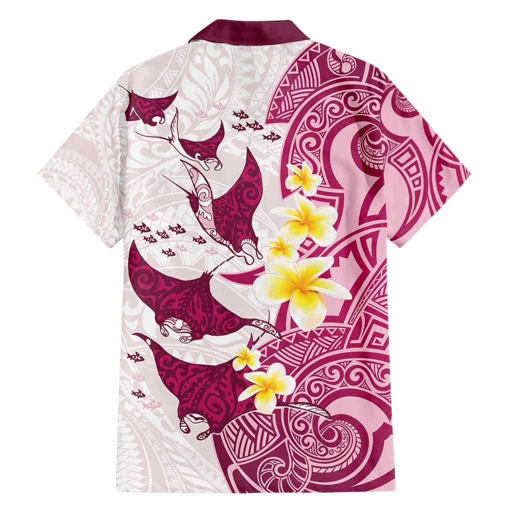 Maori Manta Ray Plumeria Royal Pink Family Matching Tank Maxi Dress and Hawaiian Shirt LT01 - Polynesian Pride