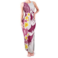 Maori Manta Ray Plumeria Royal Pink Family Matching Tank Maxi Dress and Hawaiian Shirt LT01 Mom's Dress Pink - Polynesian Pride