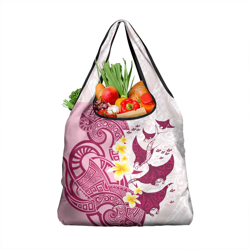 Maori Manta Ray Plumeria Royal Pink Grocery Bag LT01 1-pack One Size Pink - Polynesian Pride