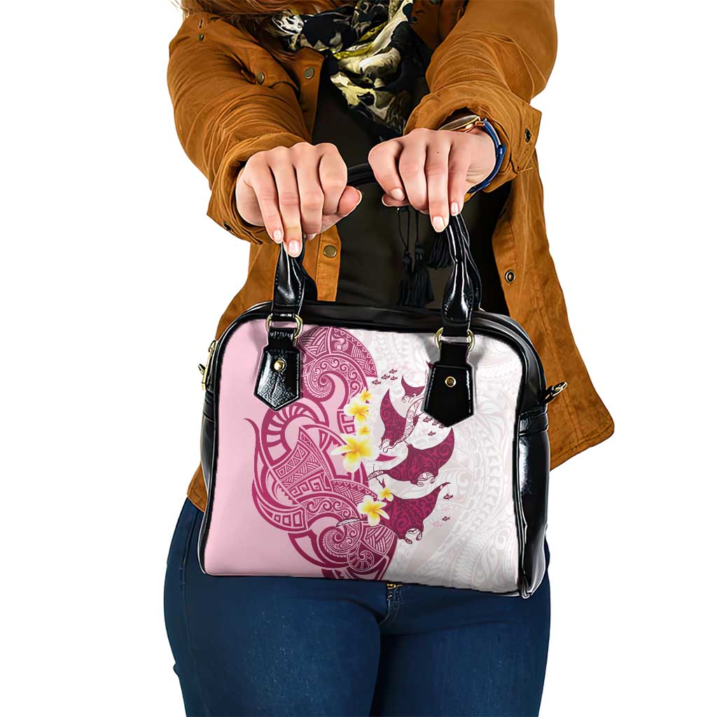 Maori Manta Ray Plumeria Royal Pink Shoulder Handbag LT01 One Size Pink - Polynesian Pride