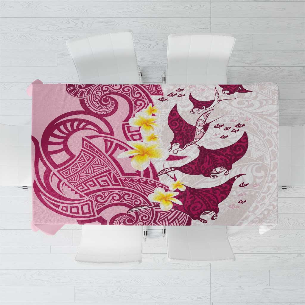 Maori Manta Ray Plumeria Royal Pink Tablecloth LT01 Pink - Polynesian Pride