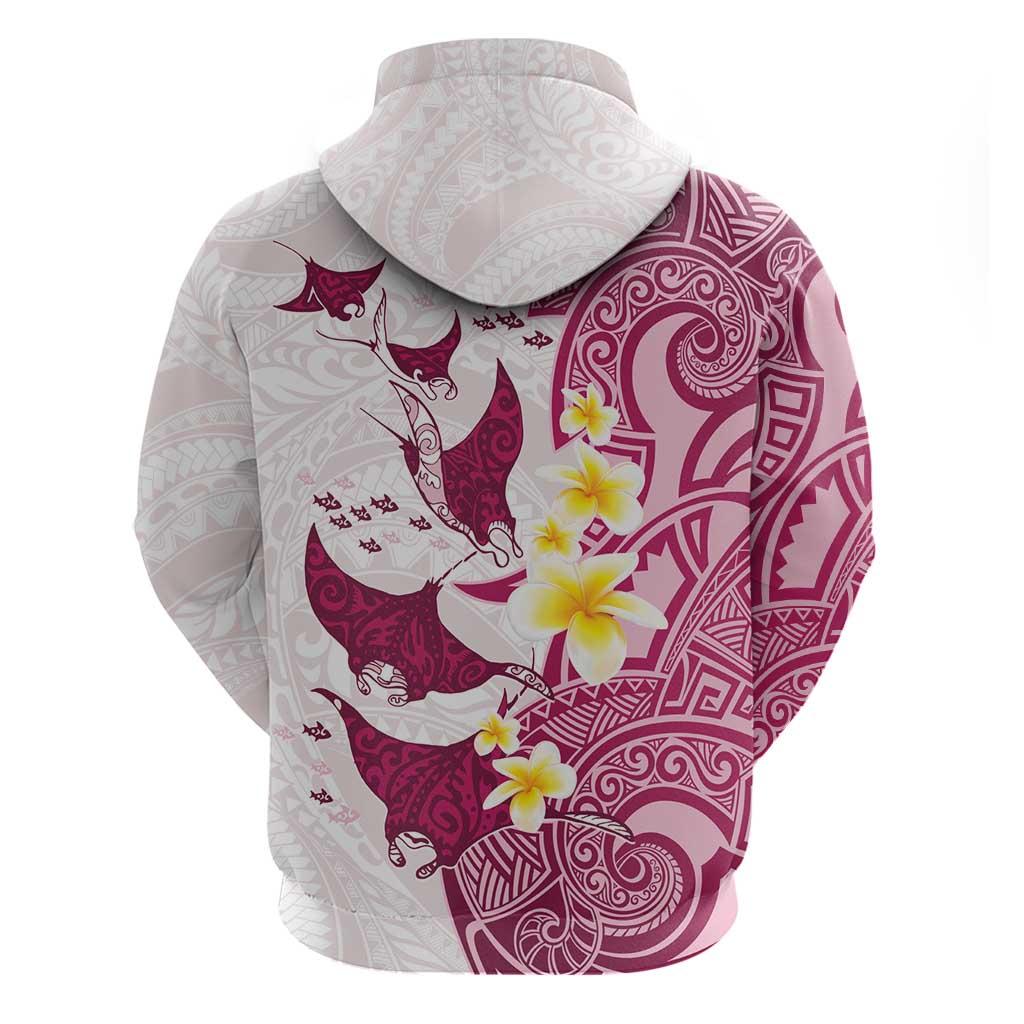 Maori Manta Ray Plumeria Royal Pink Zip Hoodie LT01 - Polynesian Pride