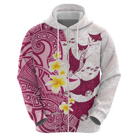 Maori Manta Ray Plumeria Royal Pink Zip Hoodie LT01 - Polynesian Pride