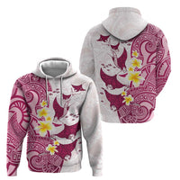 Maori Manta Ray Plumeria Royal Pink Zip Hoodie LT01 - Polynesian Pride