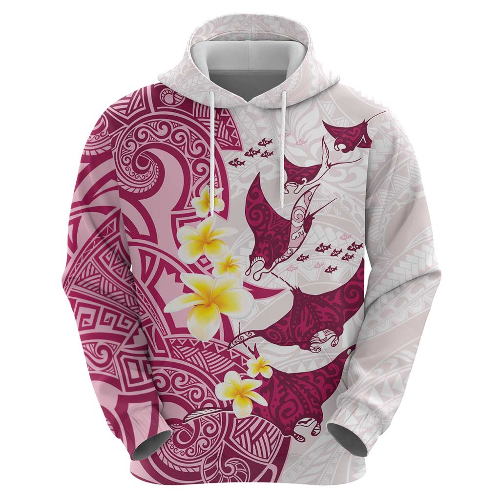Maori Manta Ray Plumeria Royal Pink Zip Hoodie LT01 - Polynesian Pride