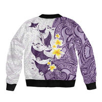 Maori Manta Ray Plumeria Deep Purple Bomber Jacket