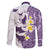 Maori Manta Ray Plumeria Deep Purple Family Matching Puletasi and Hawaiian Shirt