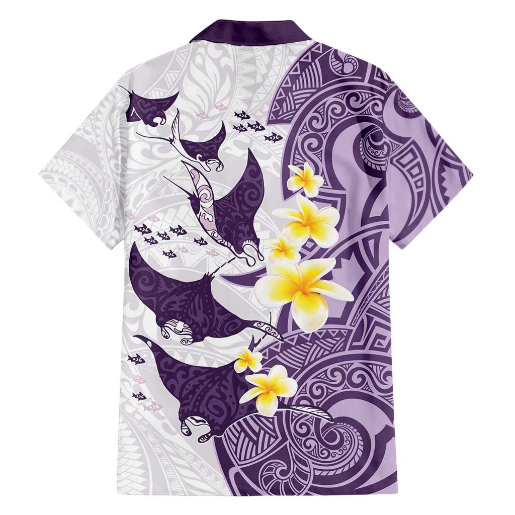 Maori Manta Ray Plumeria Deep Purple Family Matching Summer Maxi Dress and Hawaiian Shirt LT01 - Polynesian Pride