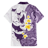 Maori Manta Ray Plumeria Deep Purple Family Matching Summer Maxi Dress and Hawaiian Shirt LT01 - Polynesian Pride