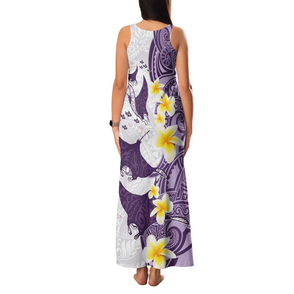 Maori Manta Ray Plumeria Deep Purple Family Matching Tank Maxi Dress and Hawaiian Shirt LT01 - Polynesian Pride
