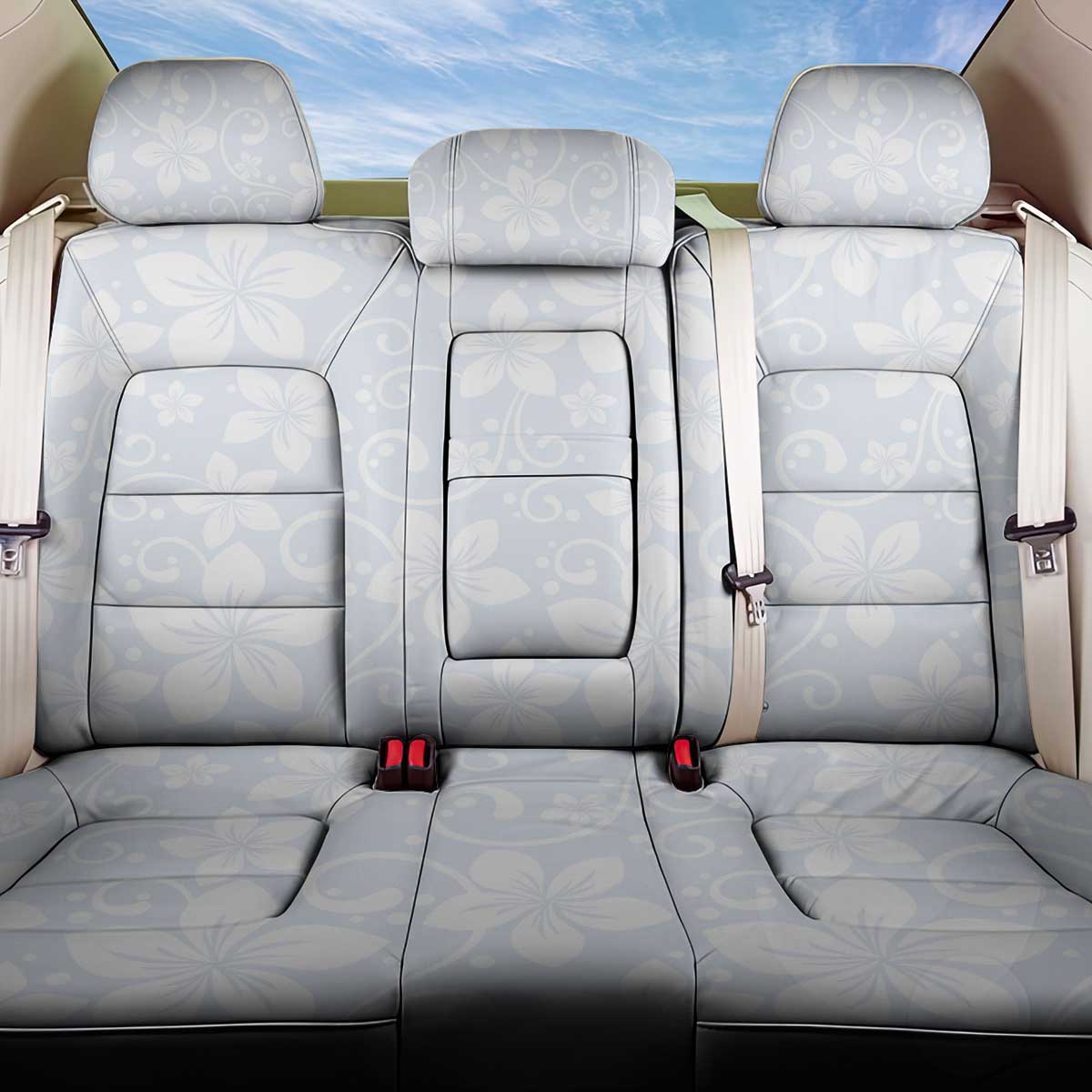 Plumeria Floral White Sunday Back Car Seat Cover LT01 One Size White - Polynesian Pride