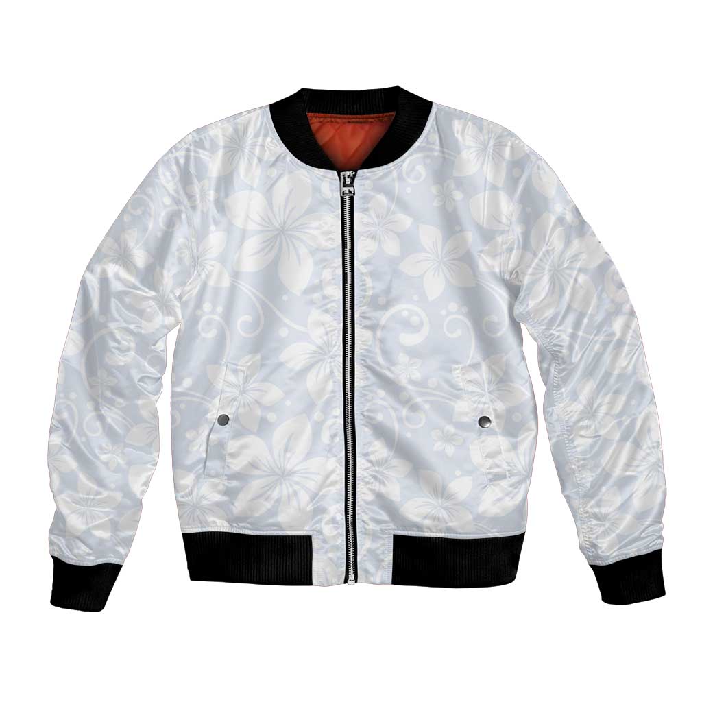 Plumeria Floral White Sunday Bomber Jacket LT01 Unisex White - Polynesian Pride