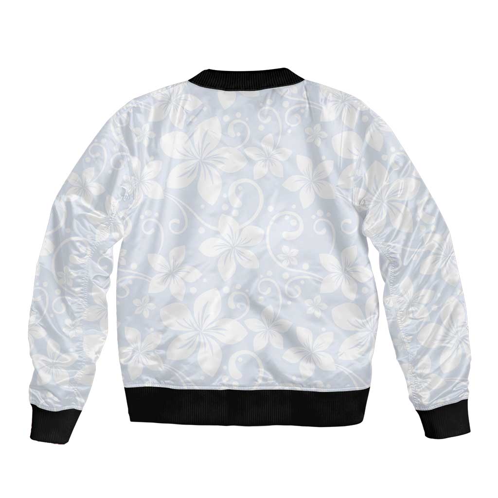 Plumeria Floral White Sunday Bomber Jacket LT01 - Polynesian Pride
