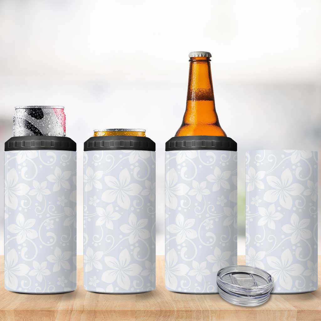 Plumeria Floral White Sunday 4 in 1 Can Cooler Tumbler LT01 - Polynesian Pride