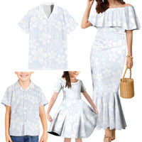 Plumeria Floral White Sunday Family Matching Mermaid Dress and Hawaiian Shirt LT01 - Polynesian Pride