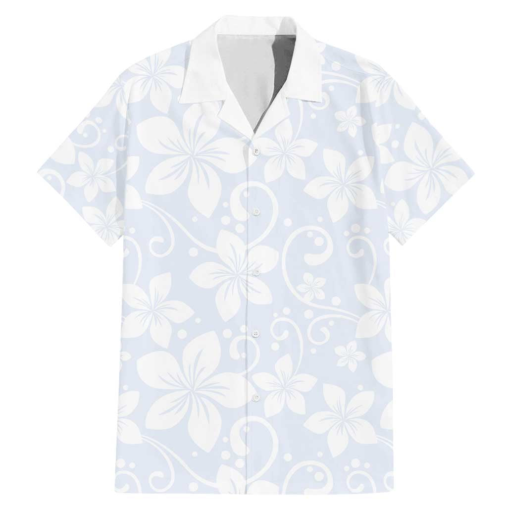 Plumeria Floral White Sunday Family Matching Mermaid Dress and Hawaiian Shirt LT01 Dad's Shirt - Short Sleeve White - Polynesian Pride