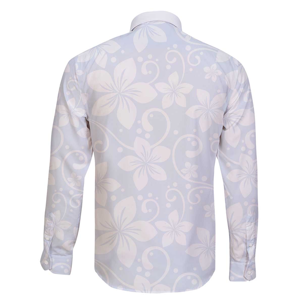 Plumeria Floral White Sunday Family Matching Off The Shoulder Long Sleeve Dress and Hawaiian Shirt LT01 - Polynesian Pride