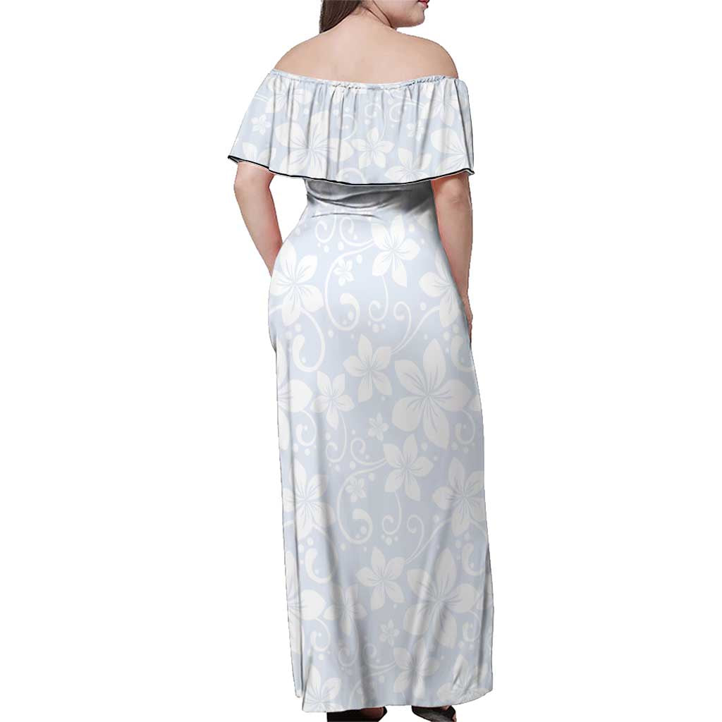 Plumeria Floral White Sunday Family Matching Off Shoulder Maxi Dress and Hawaiian Shirt LT01 - Polynesian Pride