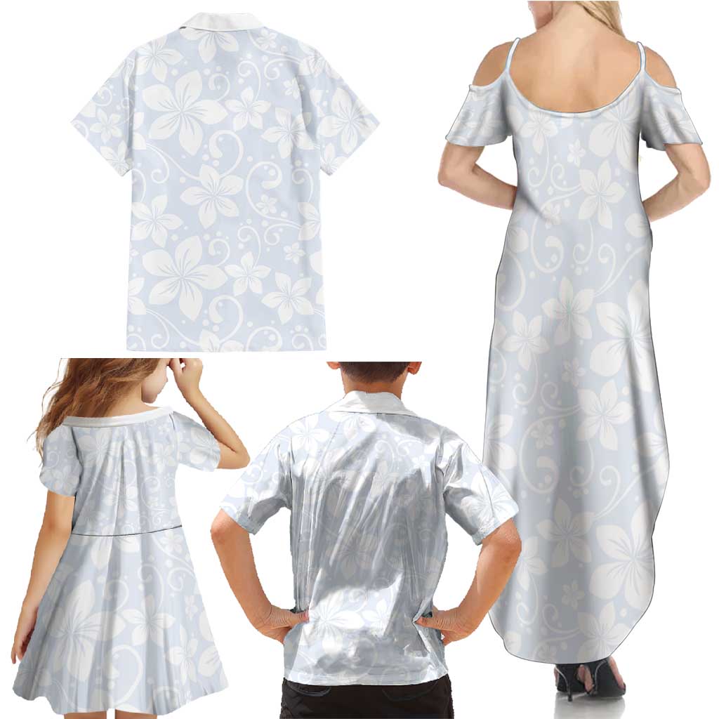 Plumeria Floral White Sunday Family Matching Summer Maxi Dress and Hawaiian Shirt LT01 - Polynesian Pride