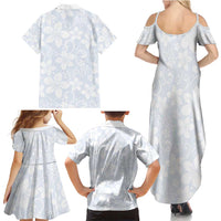 Plumeria Floral White Sunday Family Matching Summer Maxi Dress and Hawaiian Shirt LT01 - Polynesian Pride