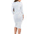 Plumeria Floral White Sunday Long Sleeve Bodycon Dress