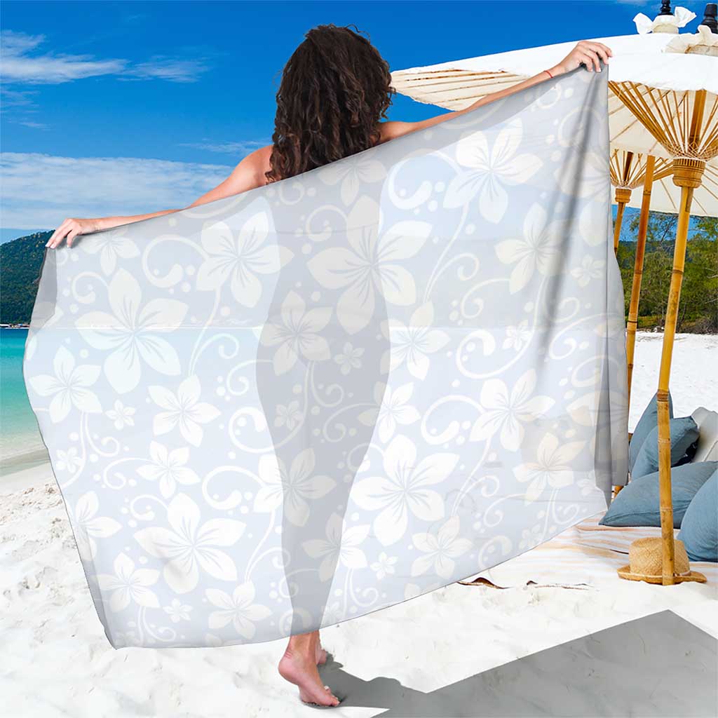 Plumeria Floral White Sunday Sarong LT01 One Size 44 x 66 inches White - Polynesian Pride