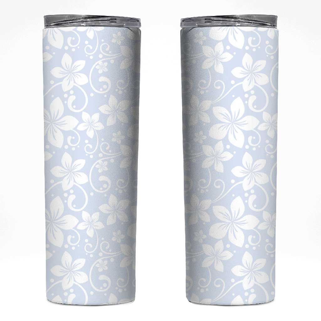 Plumeria Floral White Sunday Skinny Tumbler LT01 White - Polynesian Pride