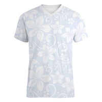 Plumeria Floral White Sunday Women V-Neck T-Shirt
