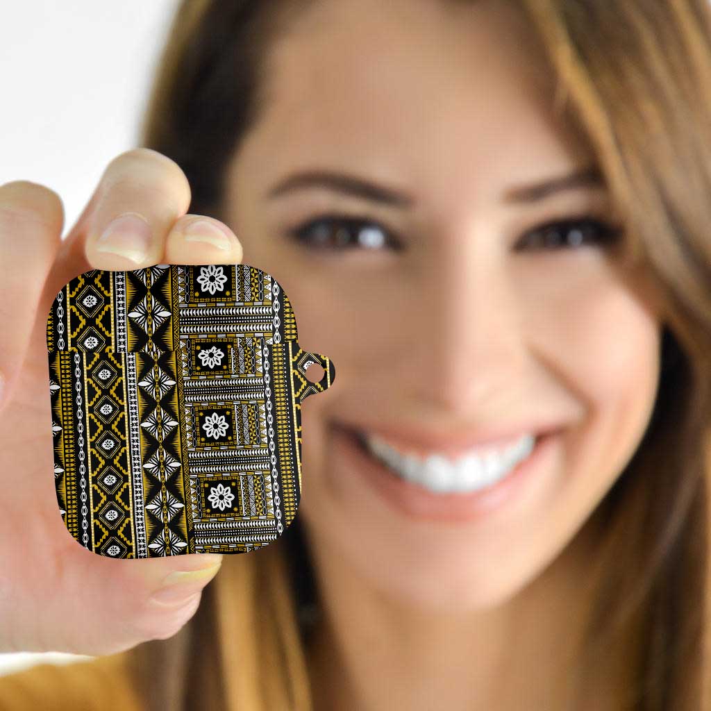Fiji Masi Tapa Pattern Yellow AirPods Case - Polynesian Pride