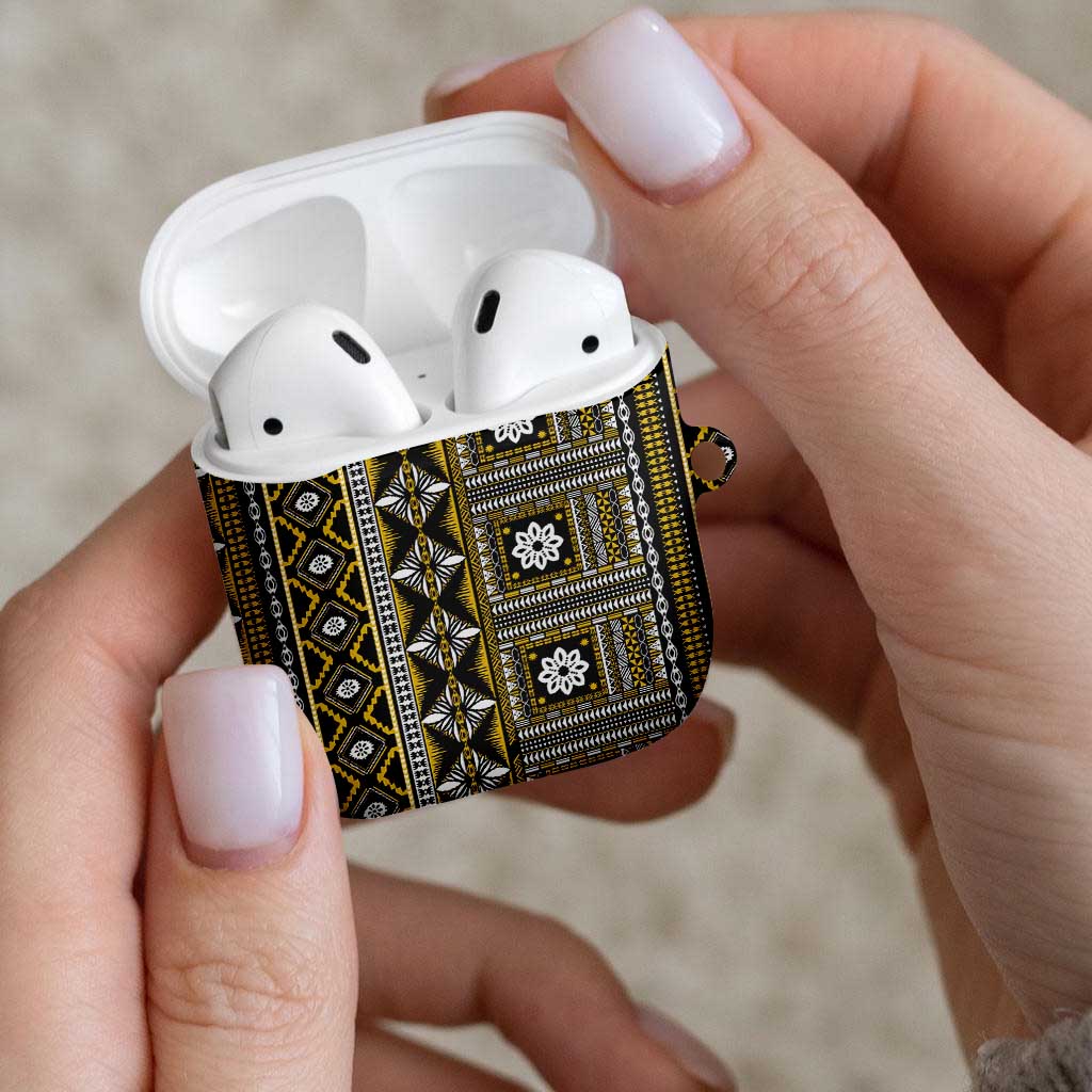Fiji Masi Tapa Pattern Yellow AirPods Case - Polynesian Pride