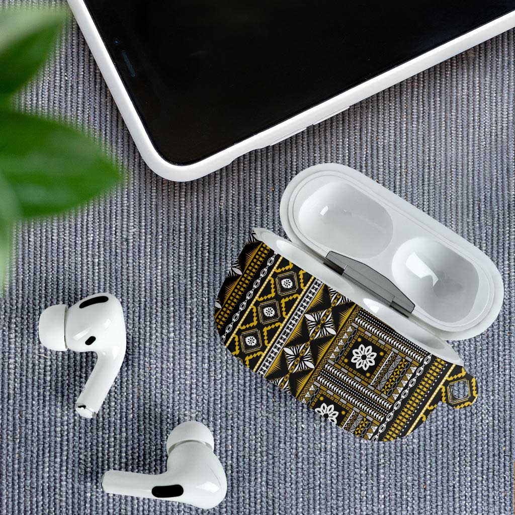 Fiji Masi Tapa Pattern Yellow AirPods Case - Polynesian Pride
