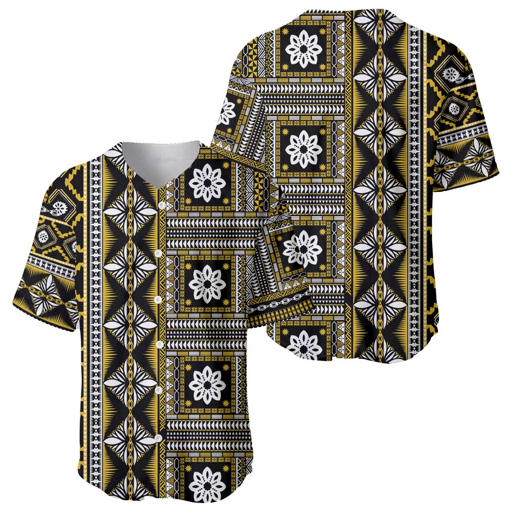 Fiji Masi Tapa Pattern Yellow Baseball Jersey - Polynesian Pride