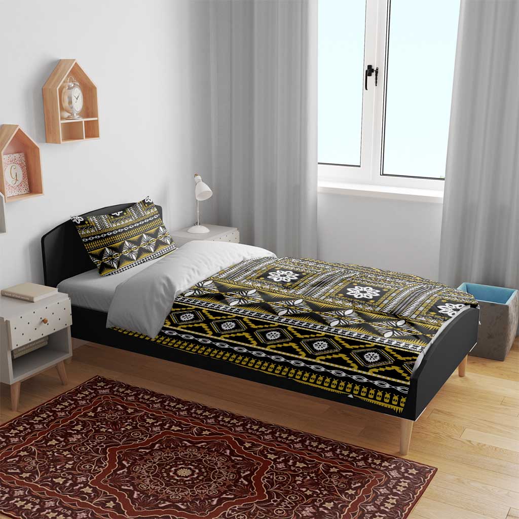 Fiji Masi Tapa Pattern Yellow Bedding Set - Polynesian Pride