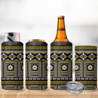 Fiji Masi Tapa Pattern Yellow 4 in 1 Can Cooler Tumbler - Polynesian Pride