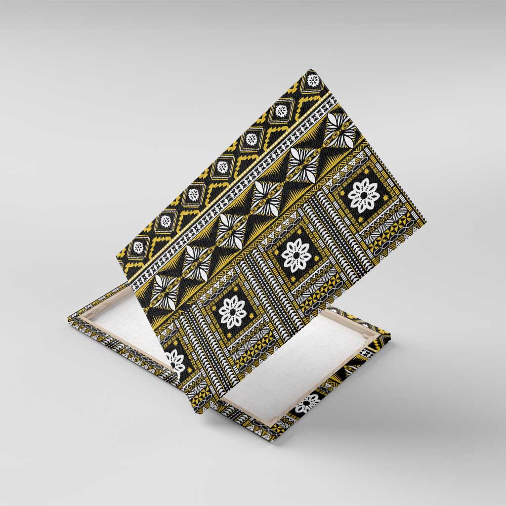 Fiji Masi Tapa Pattern Yellow Canvas Wall Art - Polynesian Pride