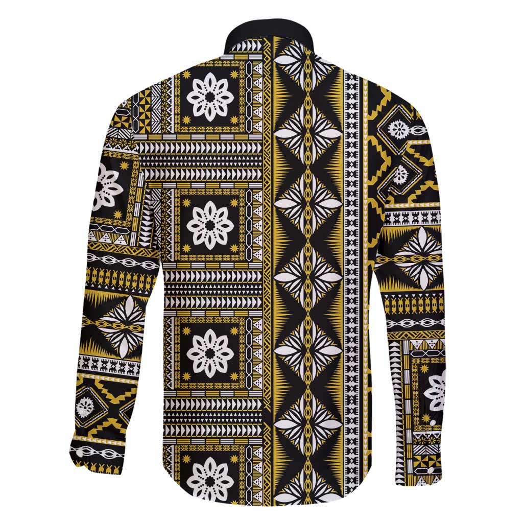 Fiji Masi Tapa Pattern Yellow Family Matching Tank Maxi Dress and Hawaiian Shirt - Polynesian Pride