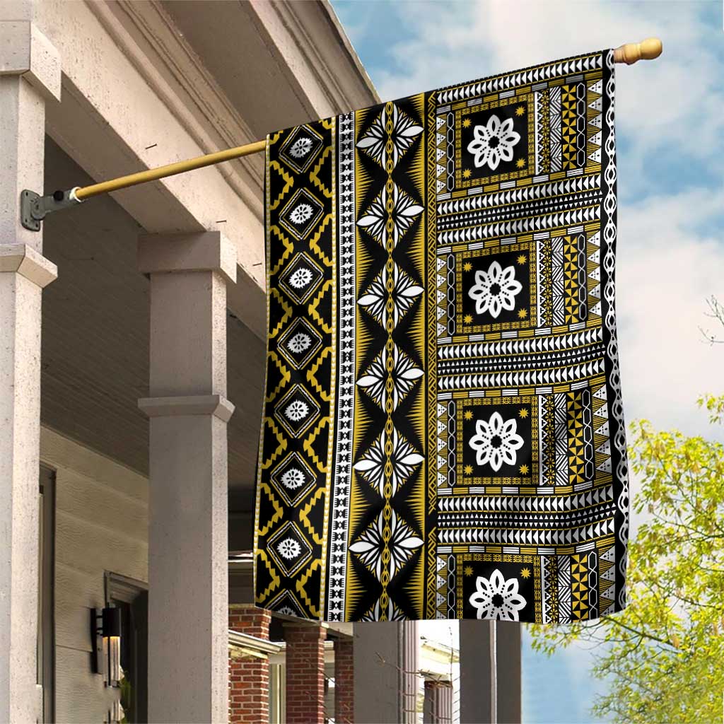 Fiji Masi Tapa Pattern Yellow Garden Flag - Polynesian Pride