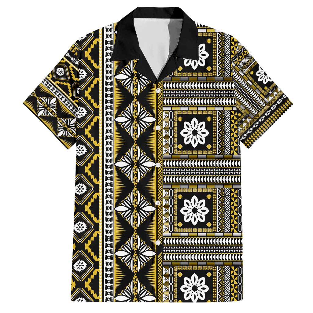 Fiji Masi Tapa Pattern Yellow Hawaiian Shirt - Polynesian Pride